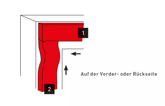Vorder- und Rückseite kleben